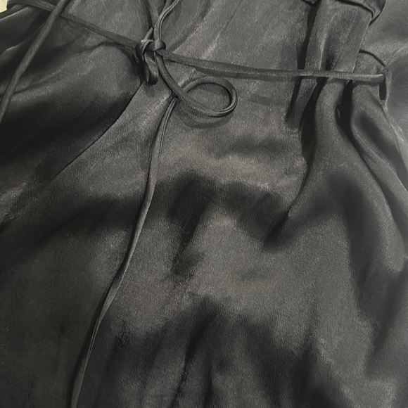 NWT. Zara Black Satin Effect Wrap V-neckline Mini Dress. Size XL - Picture 6 of 6